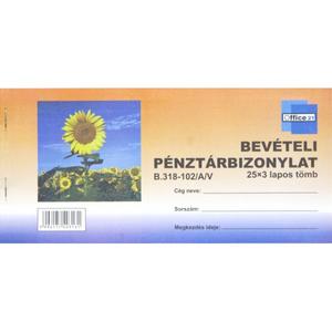Bevételi pénztárbizonylat OFFICE 21 Napraforgós (25x3) fekvő B.318-102/a/V