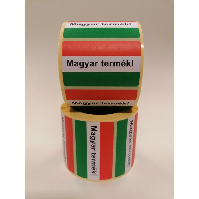 Címke 30x50 mm Magyar zászló + fekete felirat 500db/tekercs