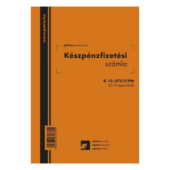 Kp.számla A/5 (50x3) álló 1 áfás PÁTRIA B.13-373/V/PM